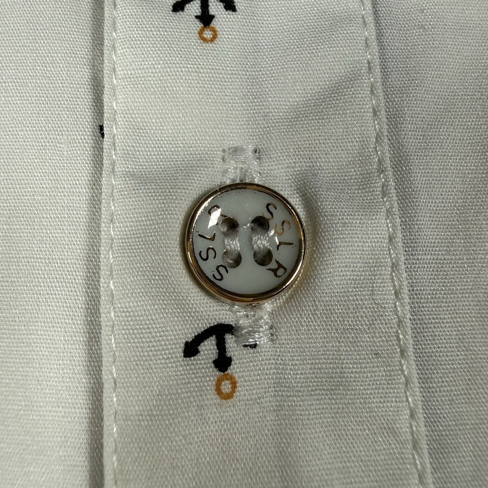 SSLR Mens‎ Anchor Print Short Sleeve Button Down Shirt White Medium NWT - Picture 7 of 12